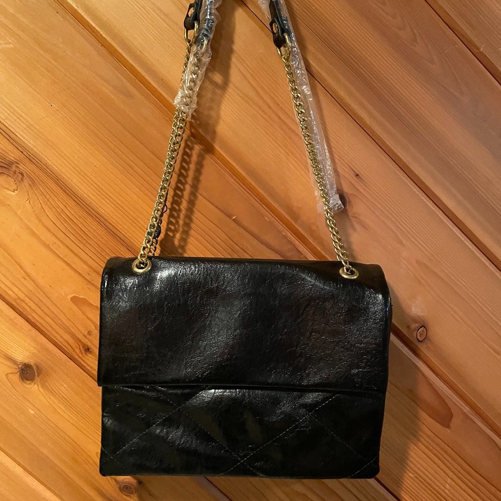 Black Fold-over crossbody bag